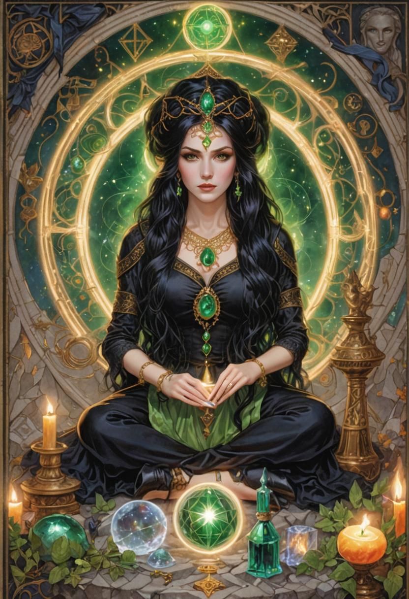 Gothic Witch Portrait with Magical Circle