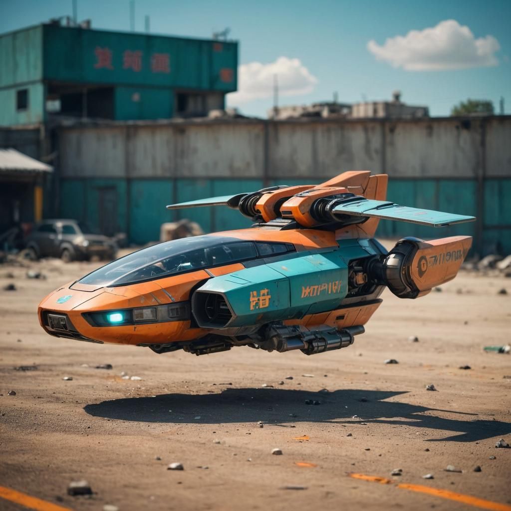 Futuristic Hover Vehicle in Cyberpunk Setting
