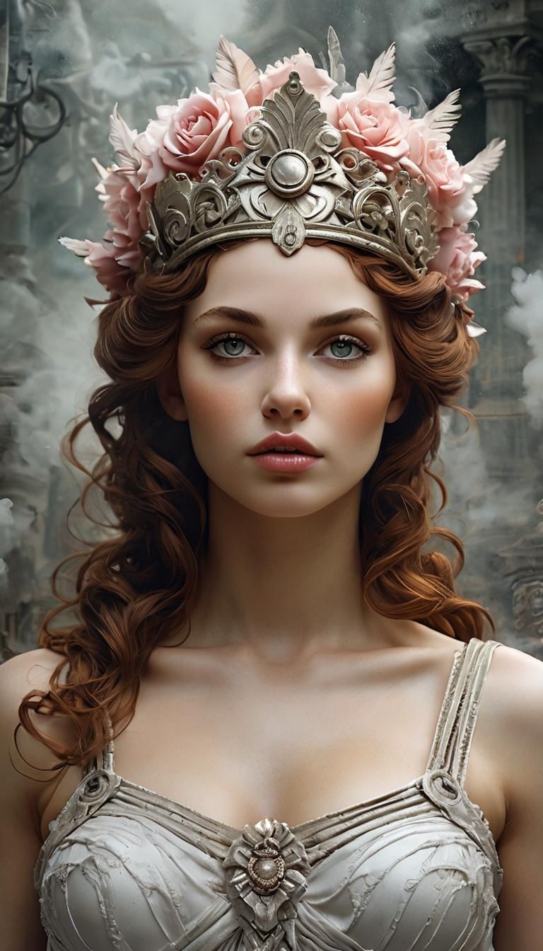 Venus, Roman Goddess, in Fresco Art Style