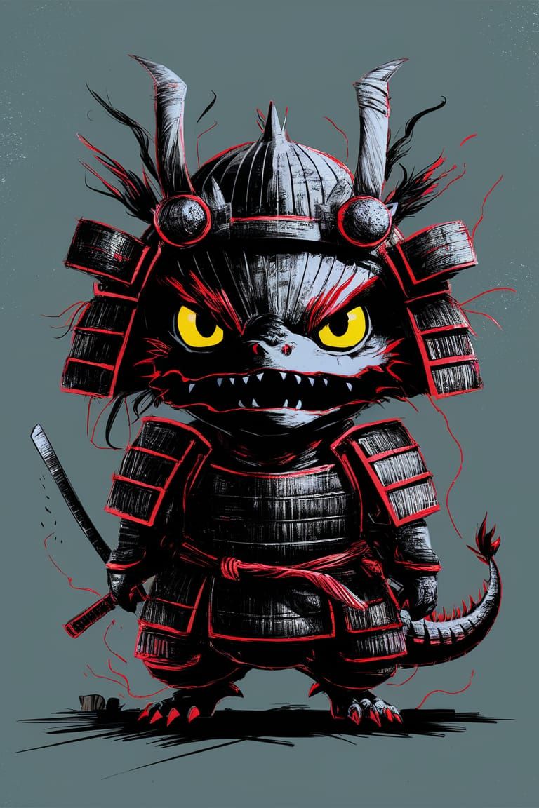 Angry Dragon Samurai in Persona 5 Style