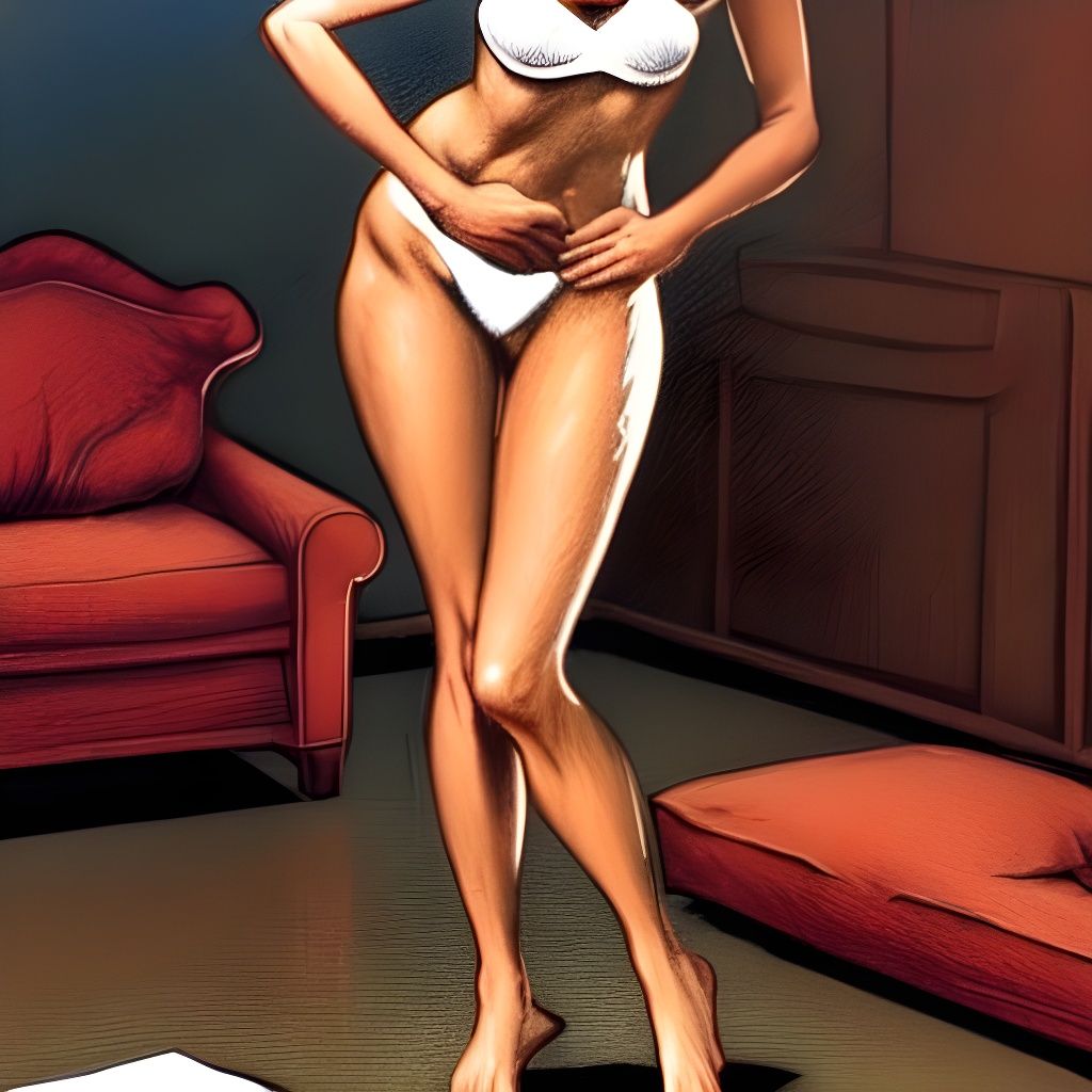 Confident Woman in Lingerie, Art Nouveau Style