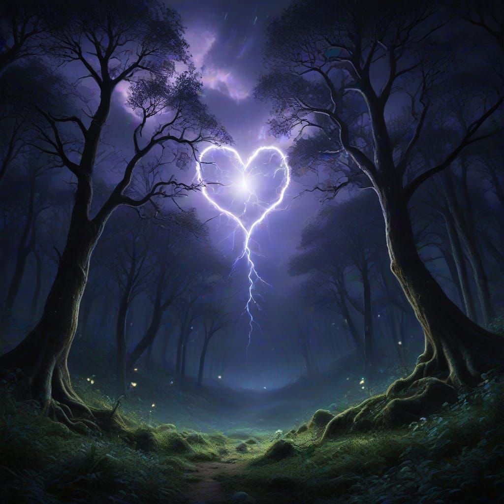 Twin Hearts Pulse in Gathering Storm: Epic Fantasy Art