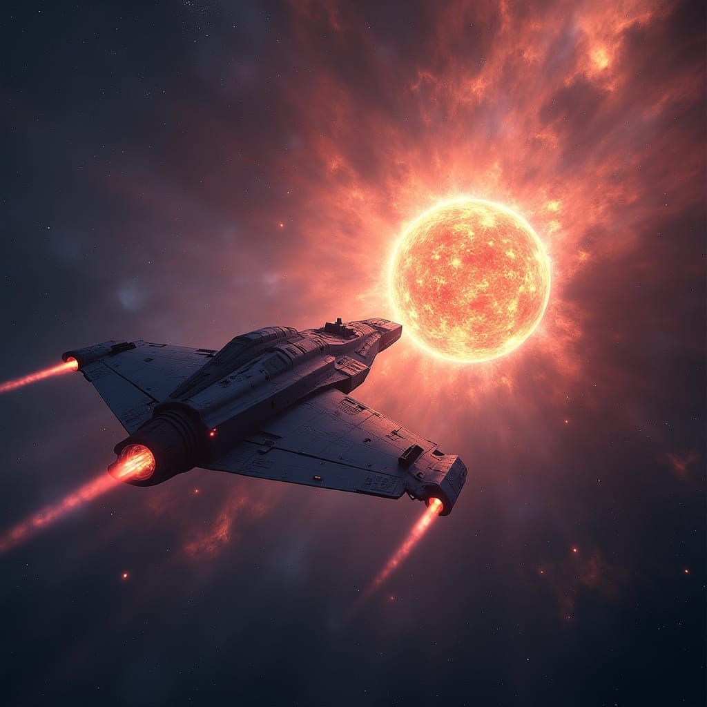 Starship Witnessing Star Birth in Deep Space Nebula