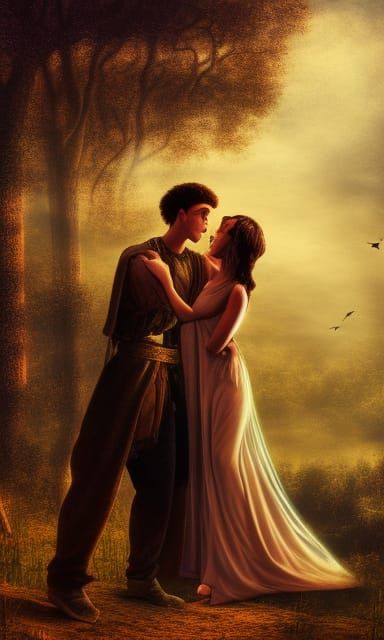 Apocalyptic Lovers Kiss in Fractal Landscape