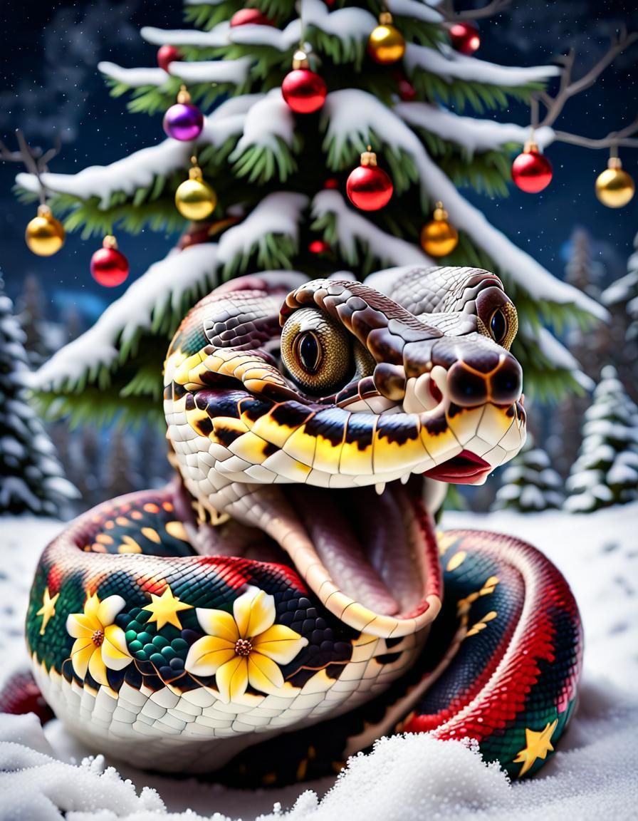 Christmas Python in a Festive Rainforest