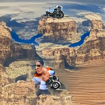 Motorcycle Stunt Over Grand Canyon