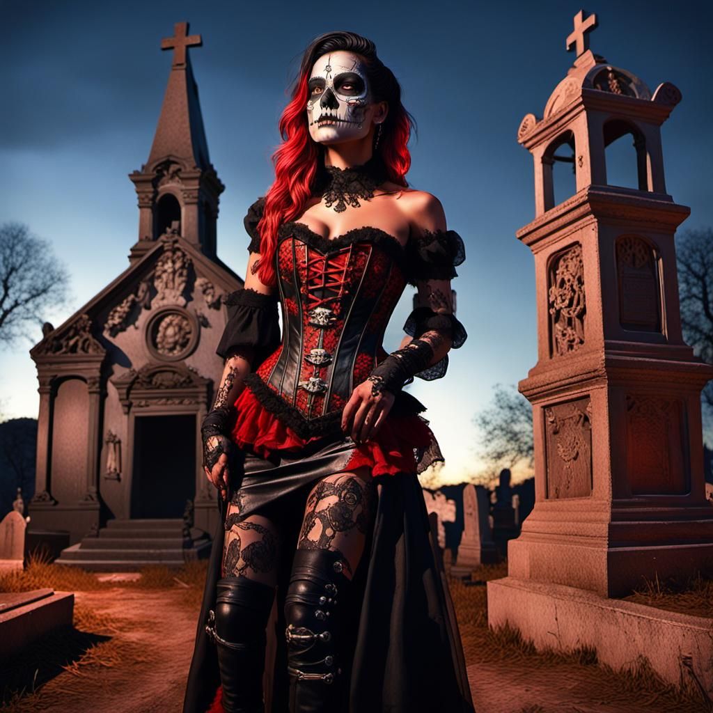 Xochitl Gomez as Calavera Witch in Cemetery