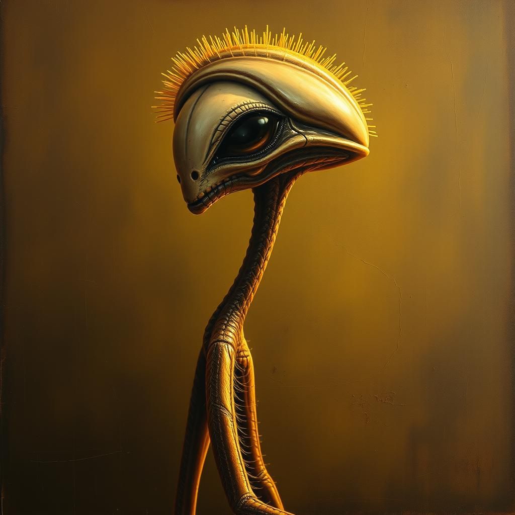 Otherworldly Toothbrush Alien in Hyperrealistic Oil Painting