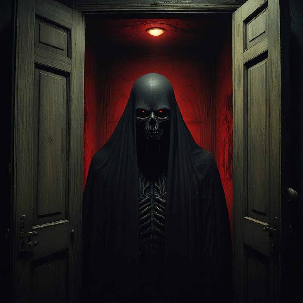 Surreal Horror Figure Emerges from Haze in Dark Fantasy Art