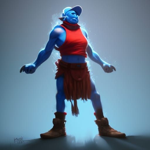 Hyperdetailed Smurf Concept Art in Orange and Teal
