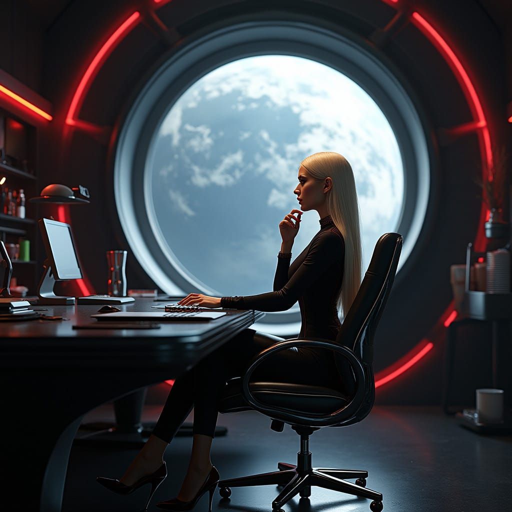 Futuristic Boss Stares Down Disappointed Employee