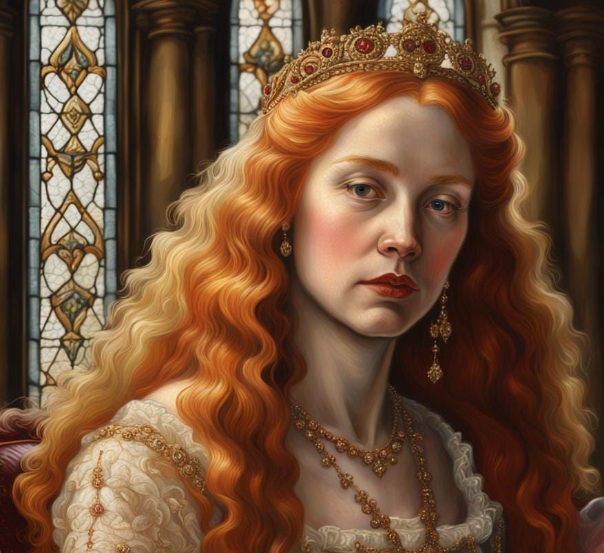 Portrait of a Tudor Queen in Oil Painting Style