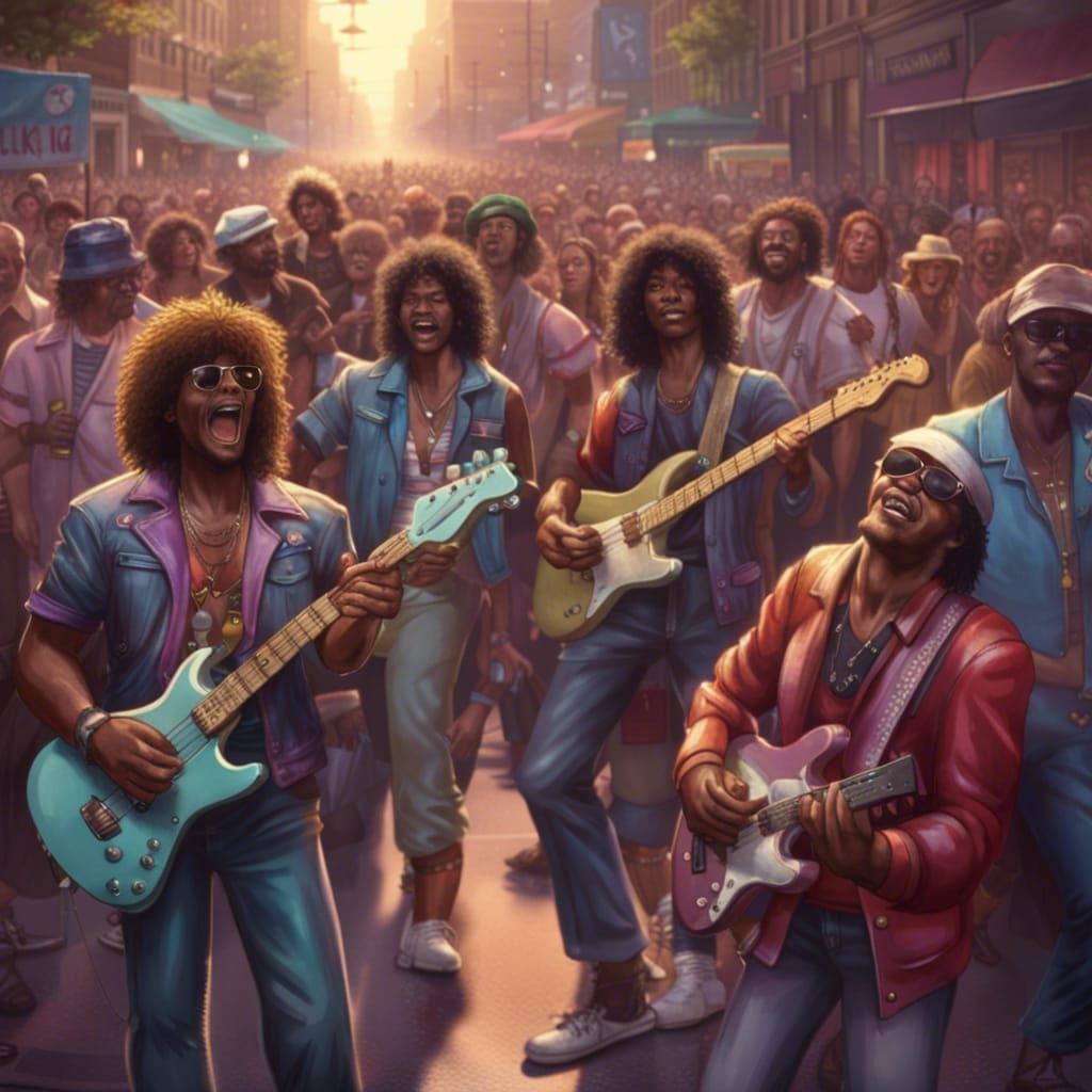 80s Band Street Concert, Art Nouveau Style