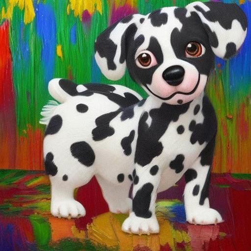 Adorable Dalmatian Puppy Toy: Neo-Impressionist Oil Painting