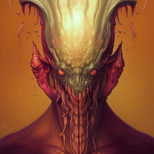 Demonic Eggplant Monster Portrait in Eldritch Style