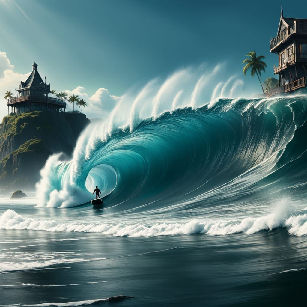 Epic Surf Culture in Vibrant Digital Landscape