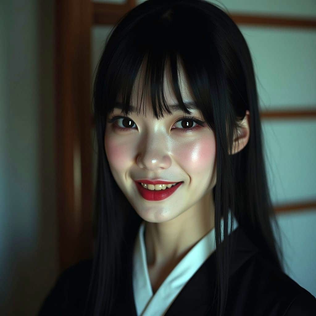 Ethereal Young Asian Woman in Dark Cinematic Portrait