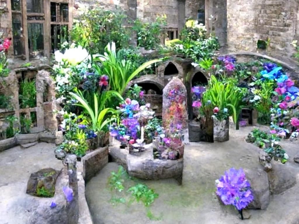 Ethereal Magic Garden in Stone Courtyard