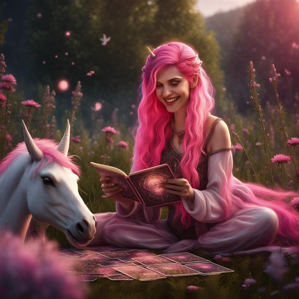 Pixie Reading Tarot Cards with Unicorn
