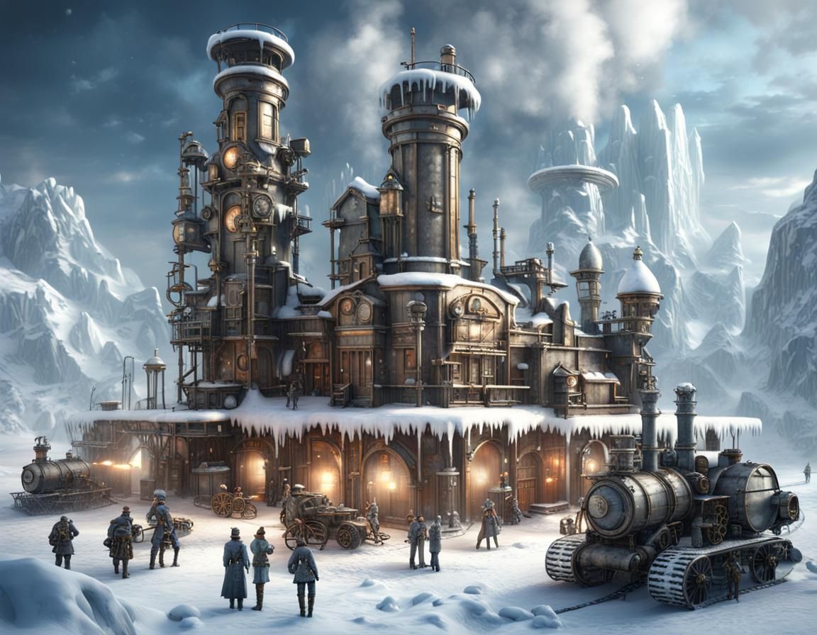 Winter Steampunk Military Base
