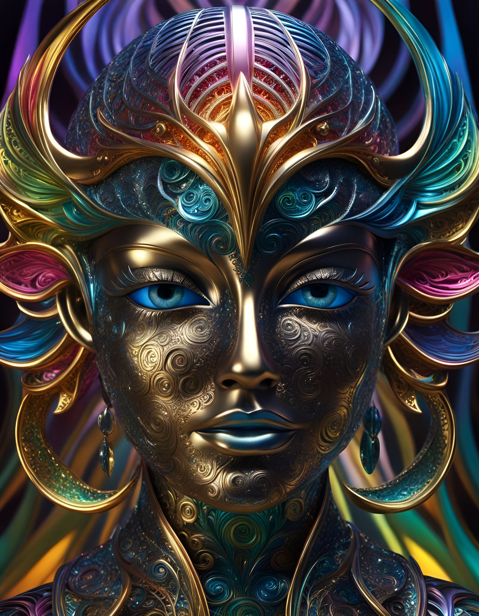 Metallic Sculpture Art with Honeycomb Illusion