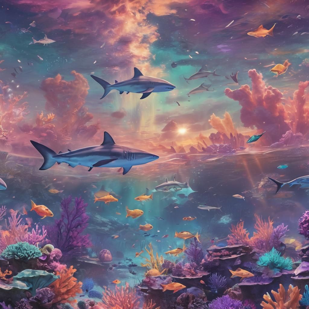 Magical Coral Reef Concept Art in Watercolor Style