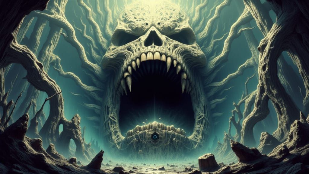 Colossal Snarling Maw in Dark Fantasy Art Style