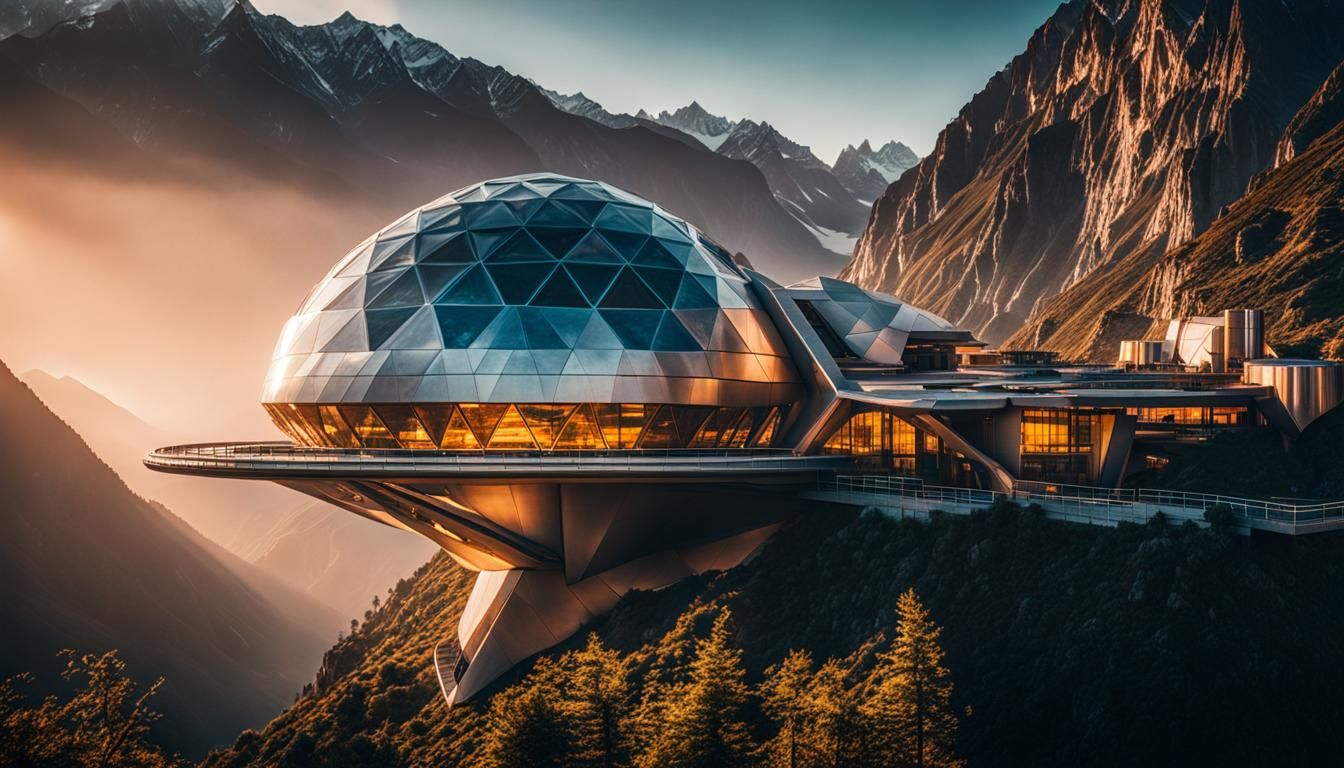 Futuristic Himalayan Science Facility at Dawn