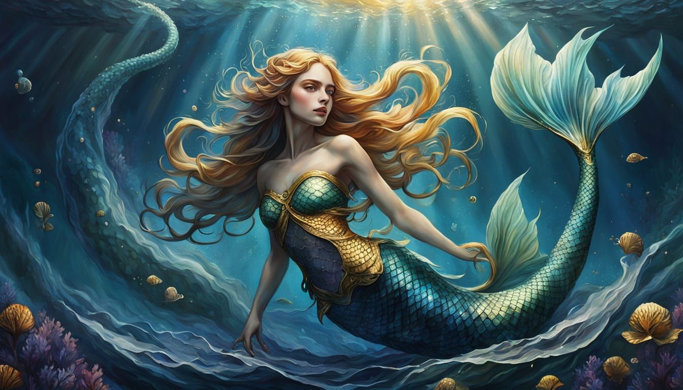 Ethereal Shapeshifting Water Spirit in Oil Painting Style