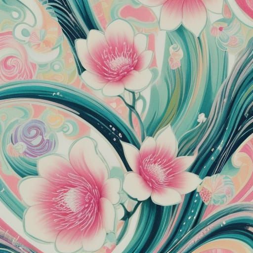 Wonderland Fairy in Japanese Ink Painting Style