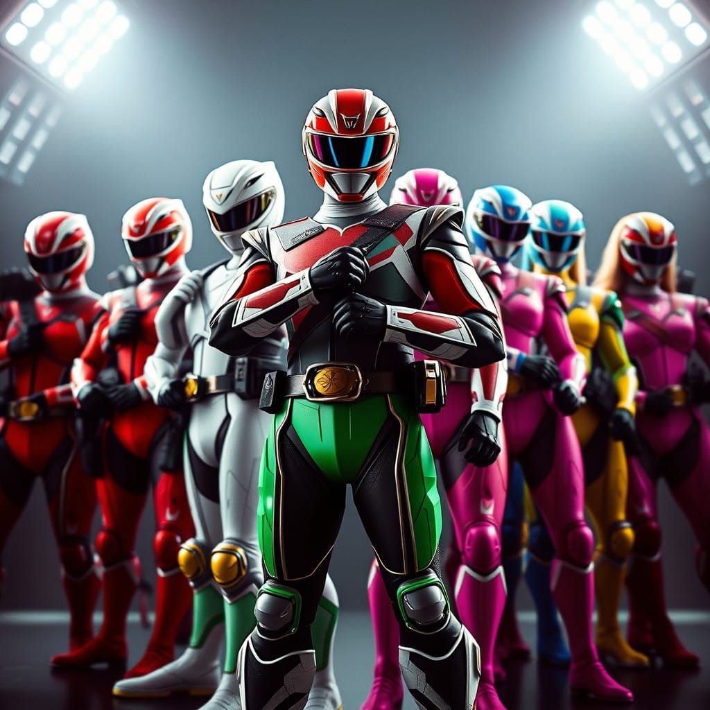 Modern Power Rangers Elite Tactical Team in High-Tech Armor