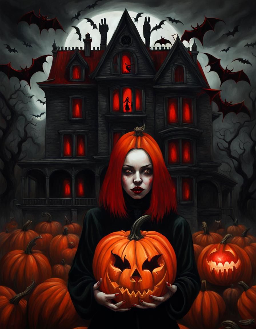 Gothic Horror Haunted House with Devil Girl