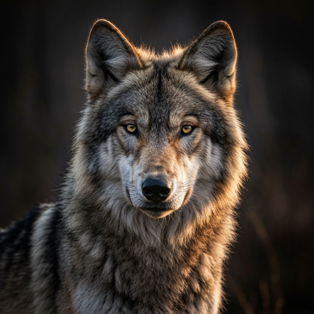 Majestic Wolf Gazes Intently in Hyperrealistic HDR