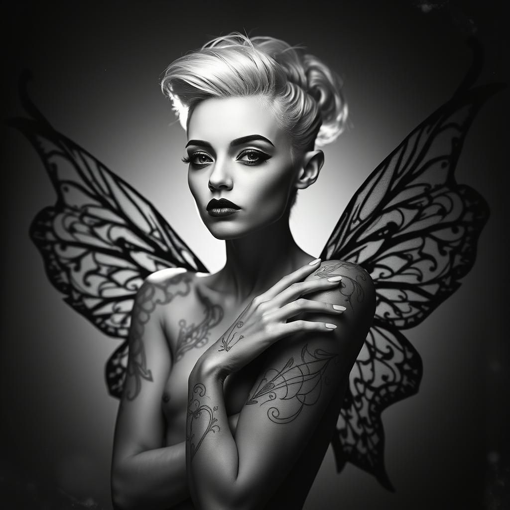 Gothic Geometric Fairy in Dadaist Photogram Style