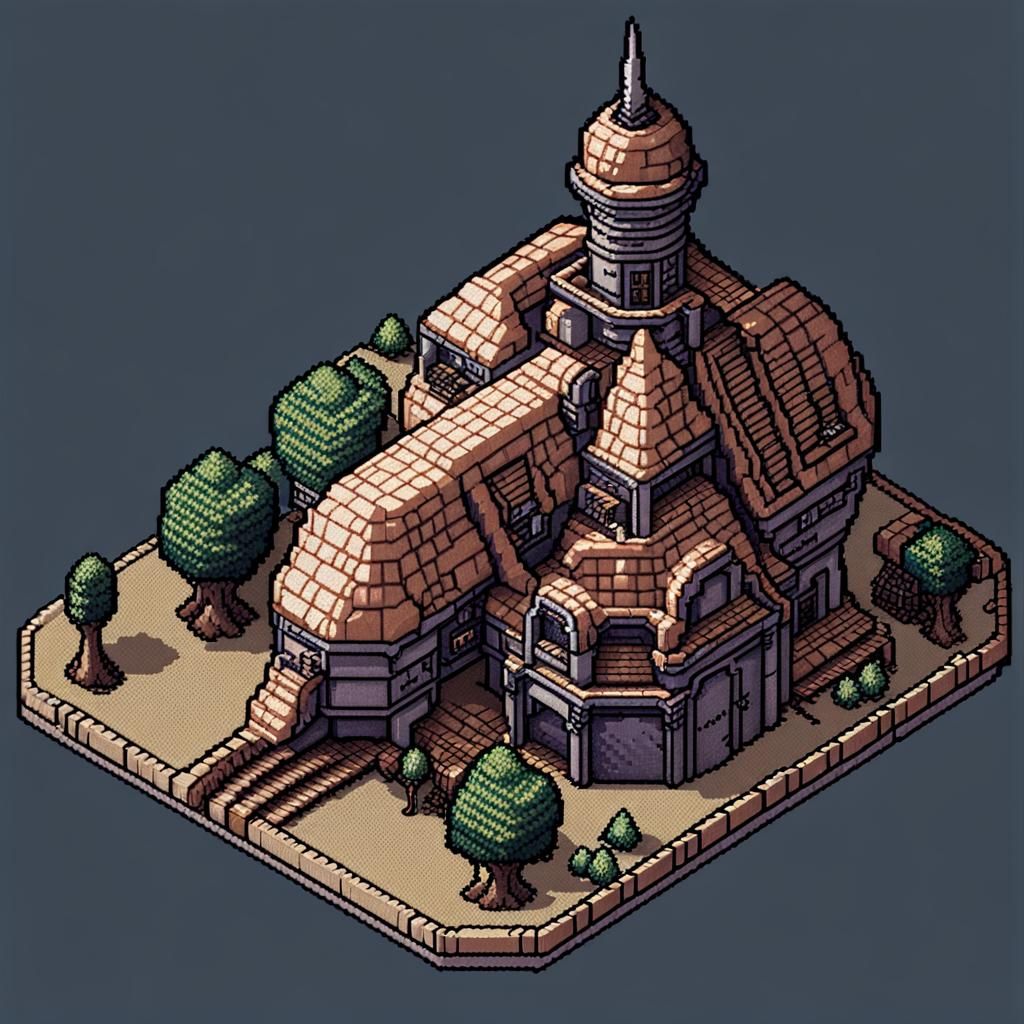 Isometric Pixel Art Spaceship in Final Fantasy Style
