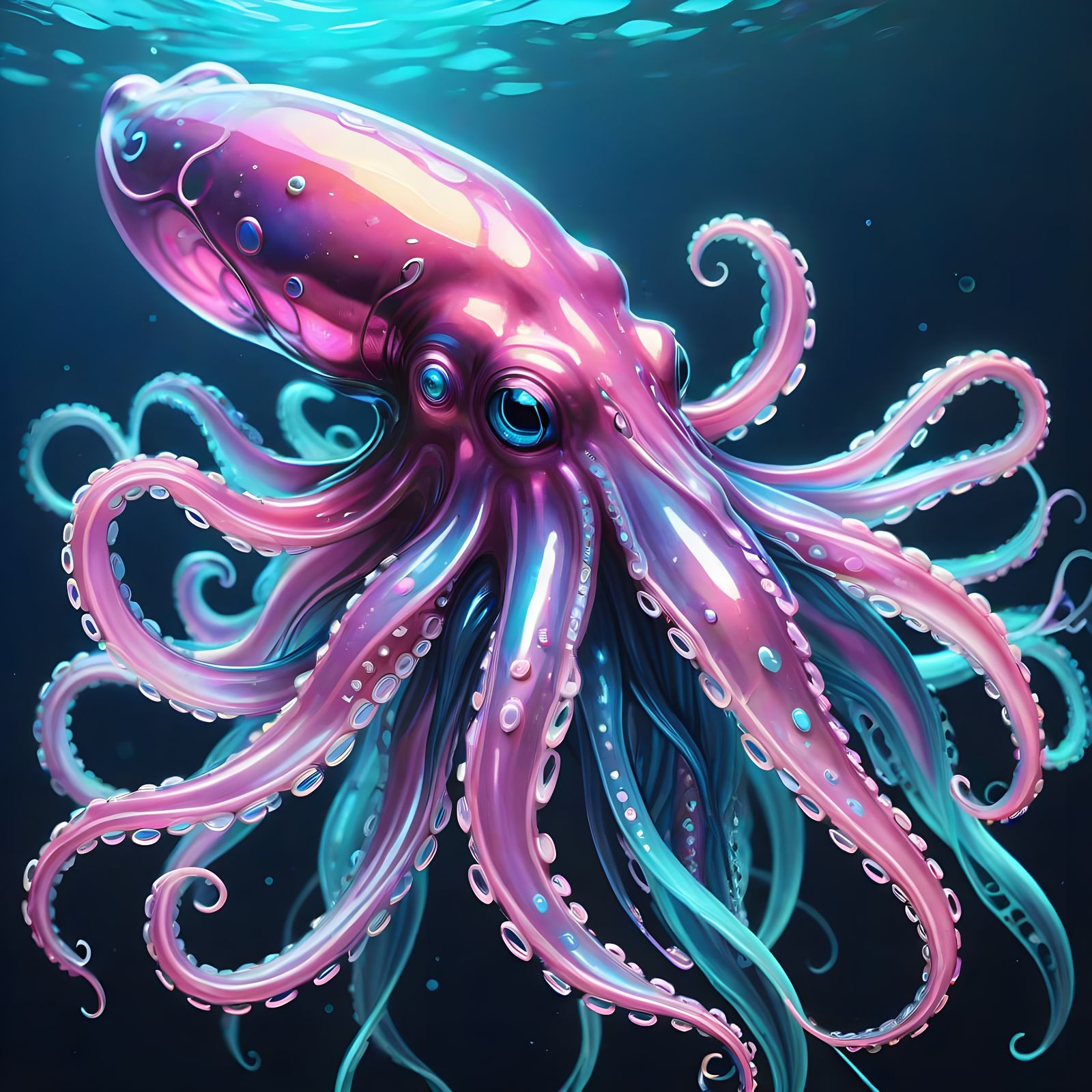 Pink Chrome Squid Cephalopod Design
