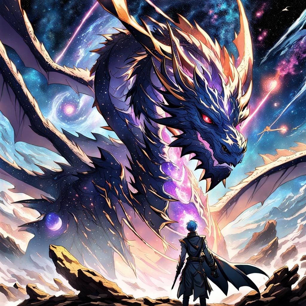 Nebula Dragon Gazing at Anime People