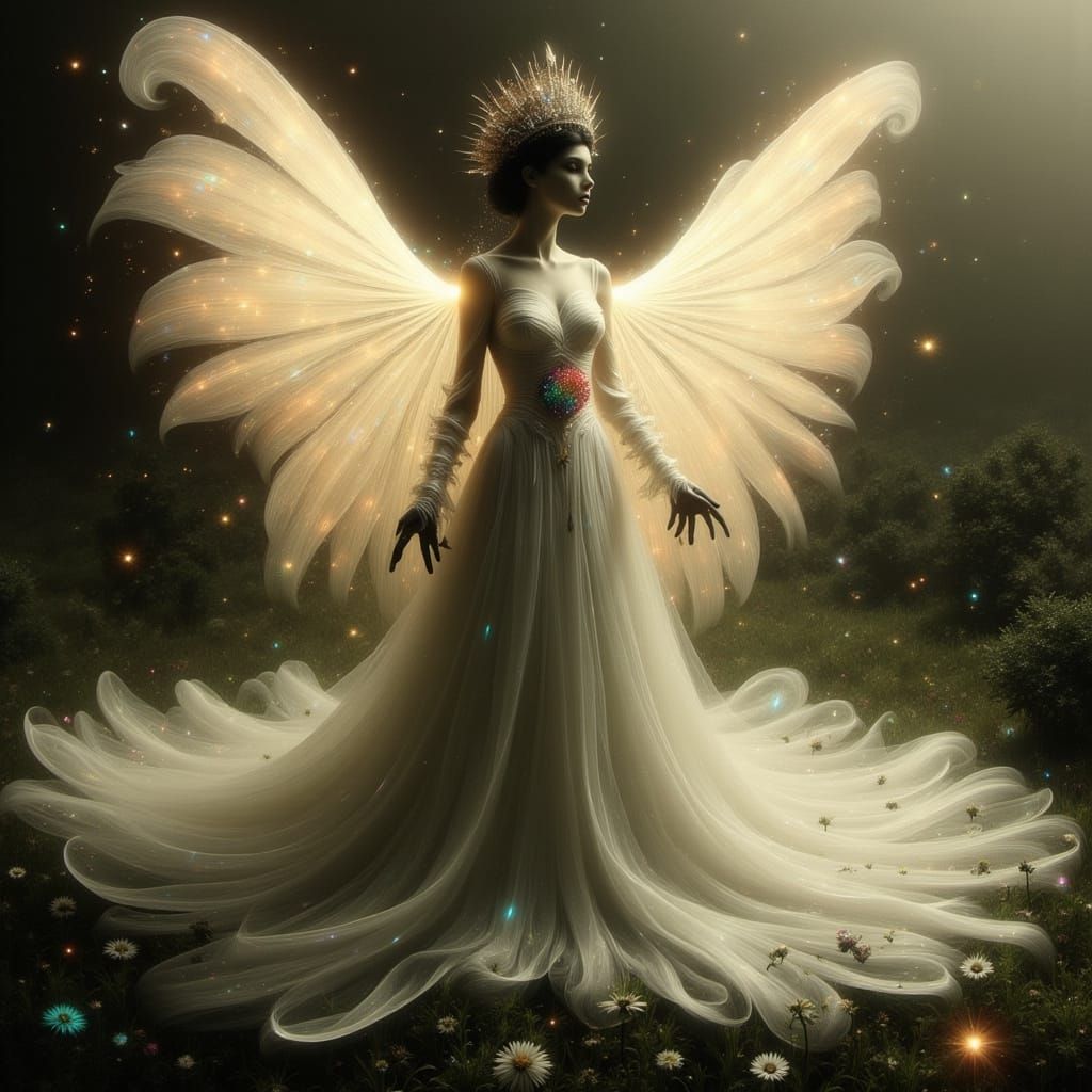 Regal Figure Radiates Righteousness in Ethereal Landscape