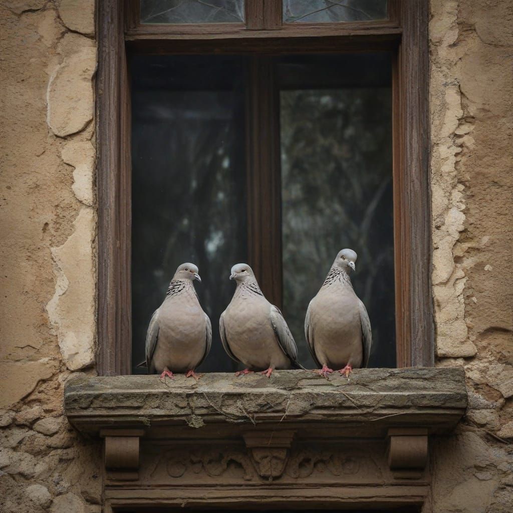 Contrasting Doves in Dramatic Light