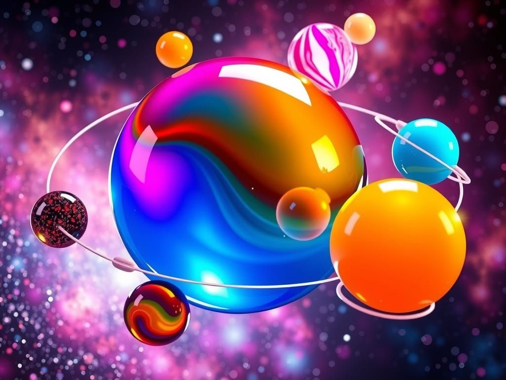 Vivid Glossy Glass Solar System in 3D