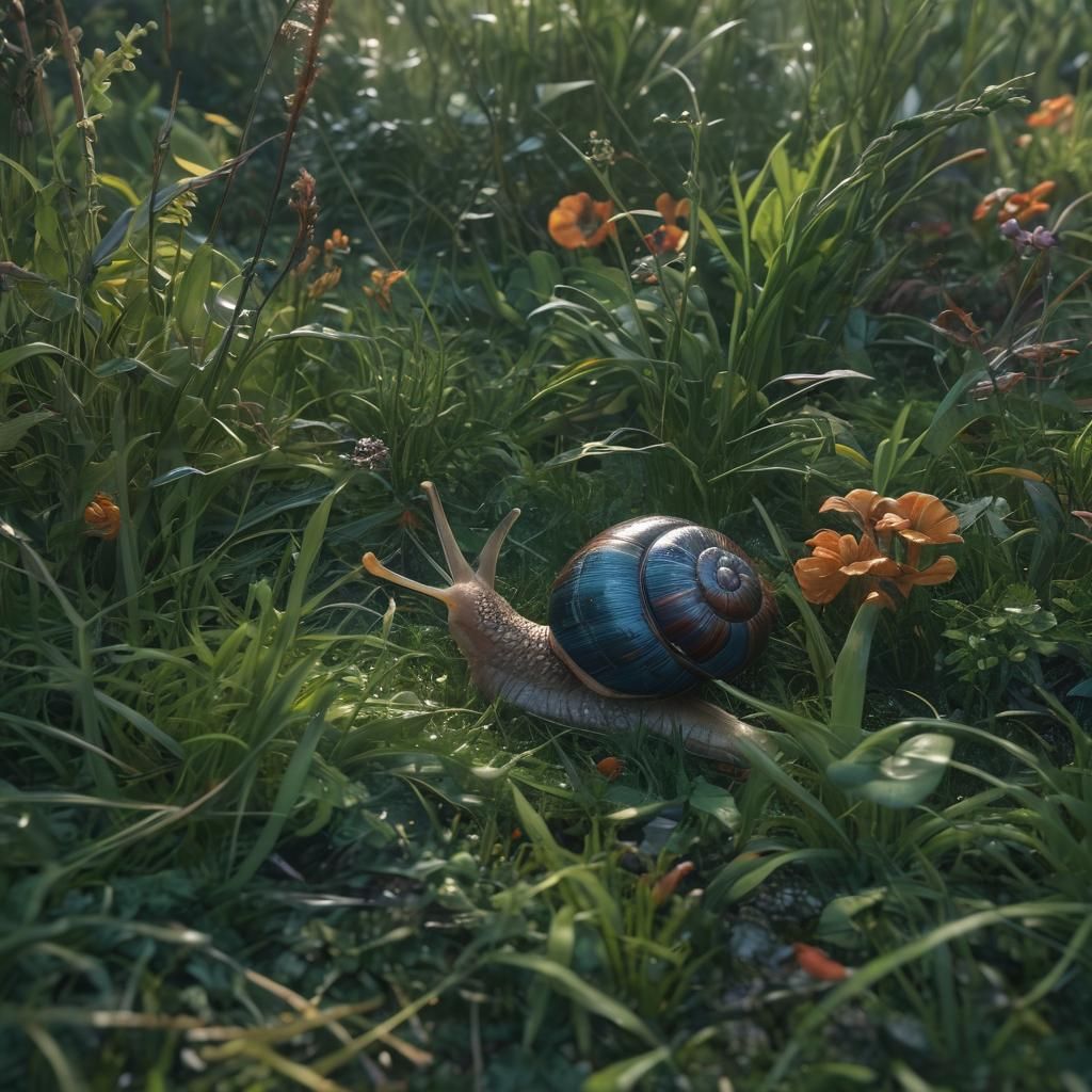 Snail in Grass: Detailed Matte Painting