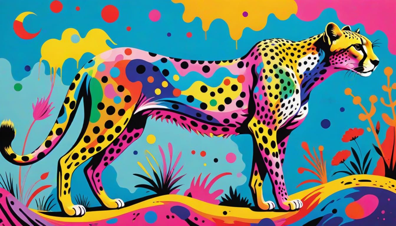 Surreal Cheetah in Vibrant Iridescent Colors