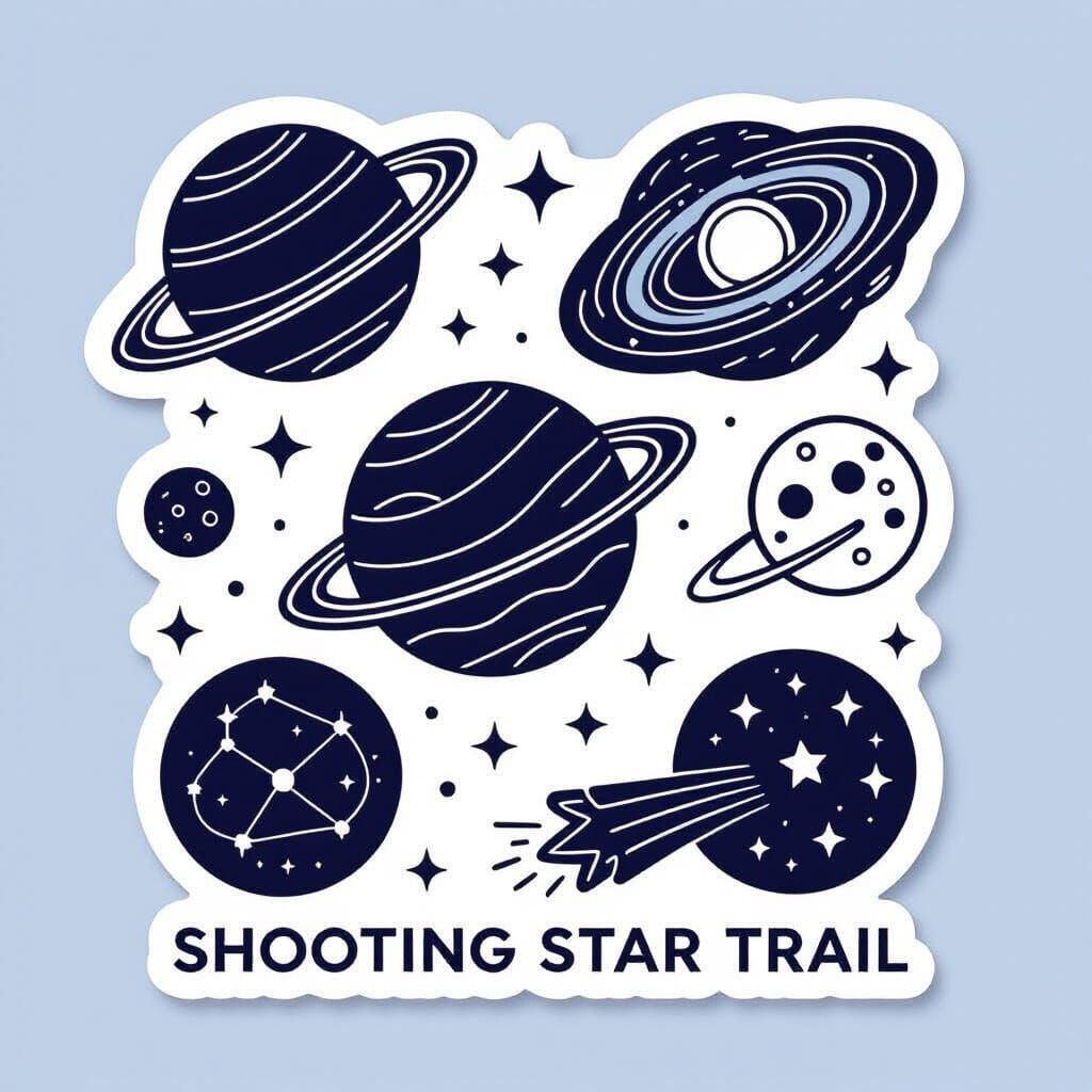 Minimalist Cosmic Line Art Sticker Sheet