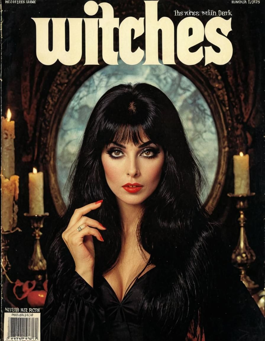 Vintage 1970s Magazine Cover Featuring Elvira as Witch
