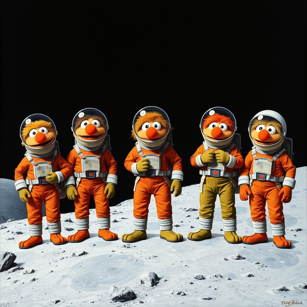 Fraggle Rock Cast on the Moon in Space Suits