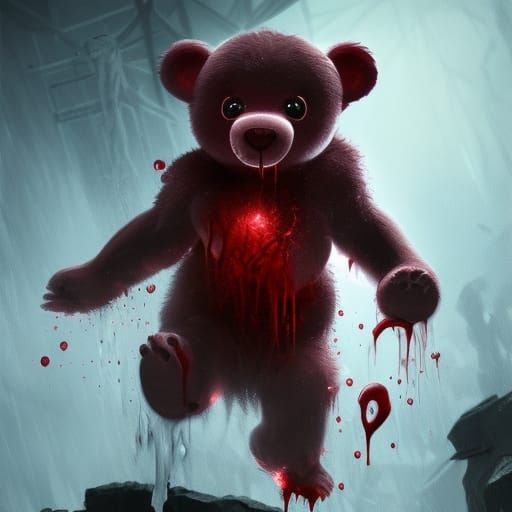 Nightmare Care Bear in Dark Fantasy Style