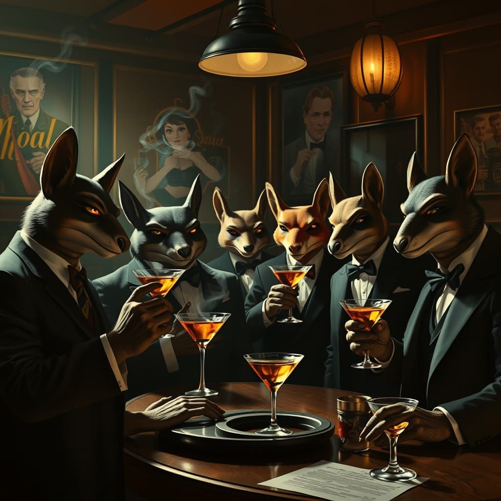 Anthropomorphic Heroes Plot in Noir Jazz Club