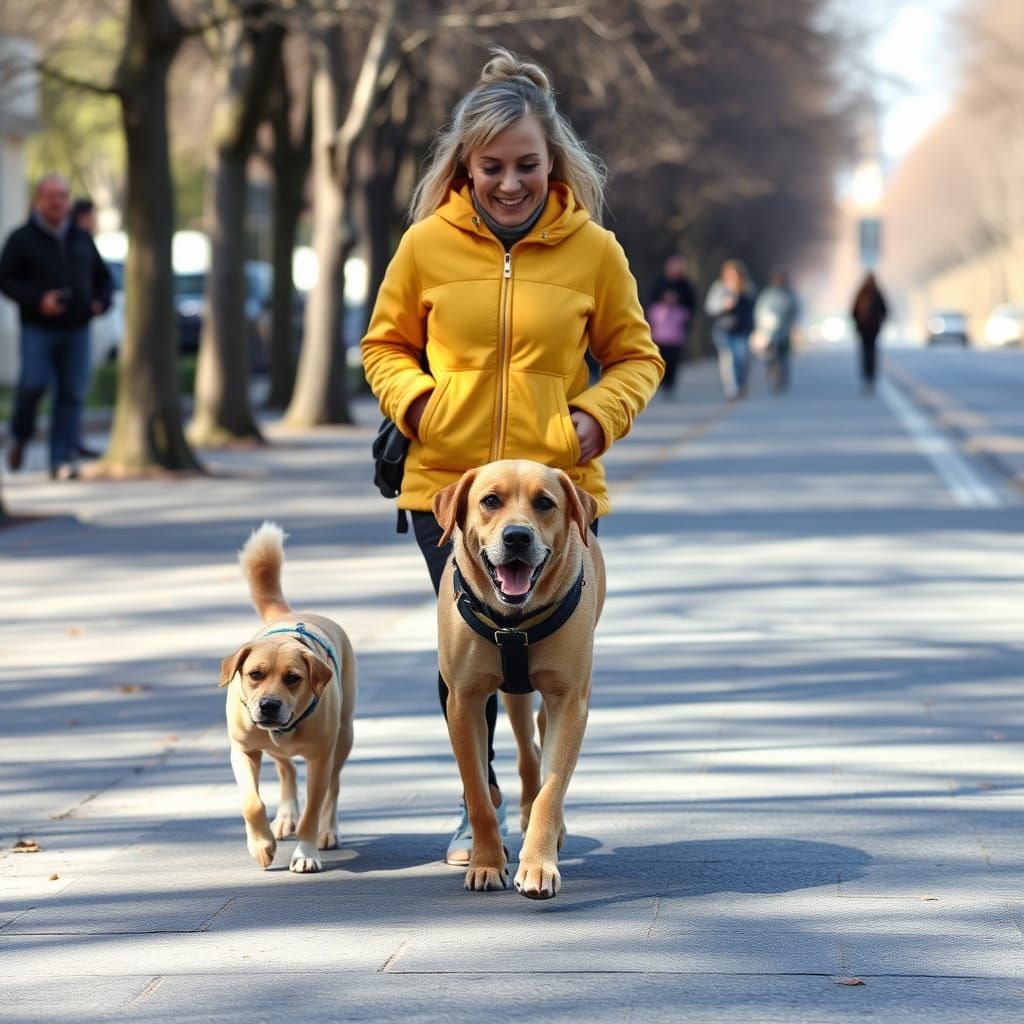 Dog Walker with Multiple Dogs