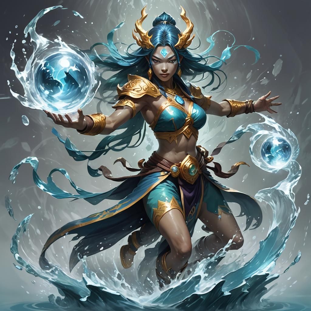 Luminous Water Elemental Monk in Fantasy Art