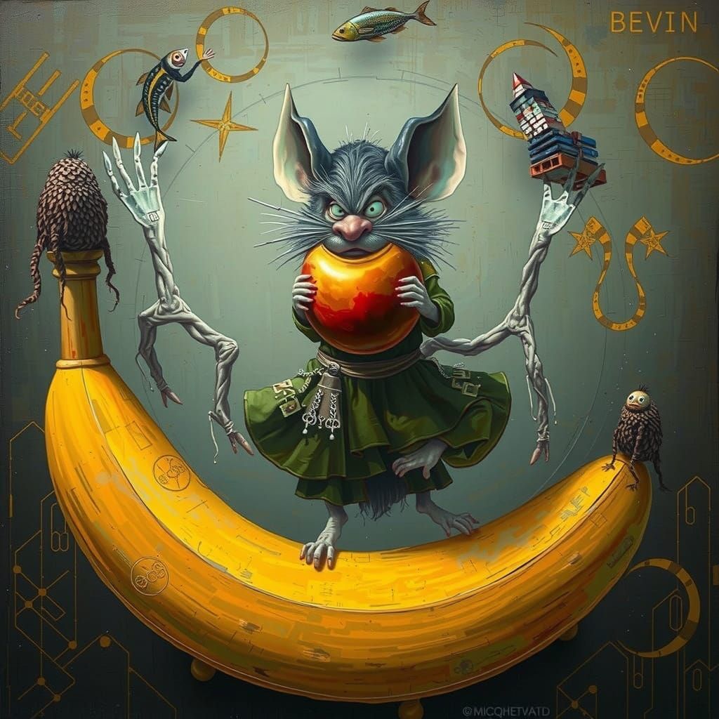 Surreal Alchemist Amidst Industrial Gothic Hoard